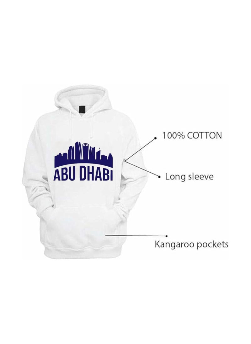 Abu Dhabi Skyline Hoodie - Soft Cotton Pullover - Casual Fashion Hoodie for Men and Women - Long Sleeve with Drawstring and Pockets - Perfect for Travel