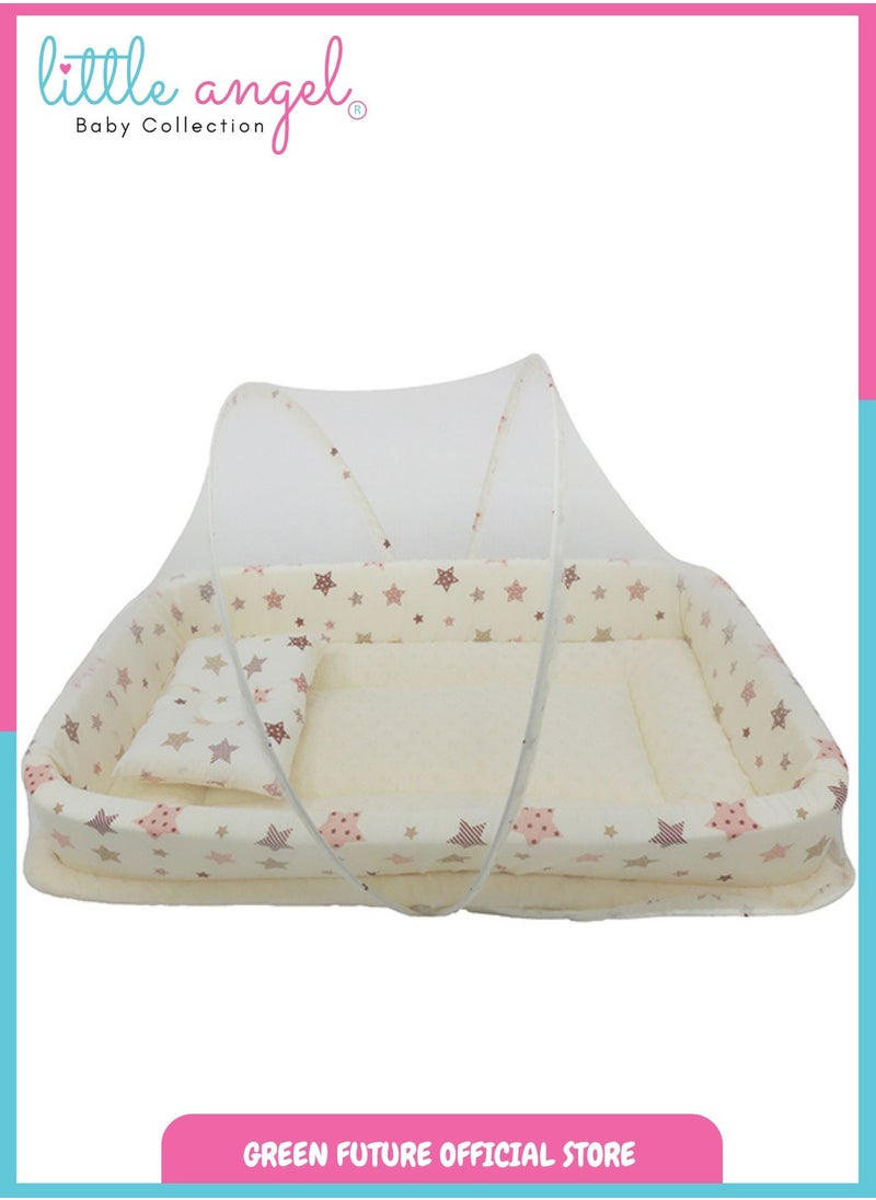 Baby Bed with Mosquito Net - Portable Infant Sleeping Bed with Canopy and Soft Padding for Newborns and Toddlers