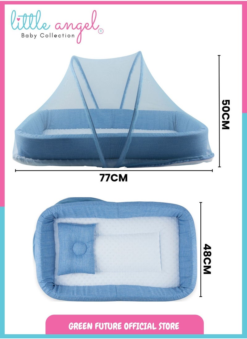 Baby Bed with Mosquito Net - Portable Infant Sleeping Bed with Canopy and Soft Padding for Newborns and Toddlers