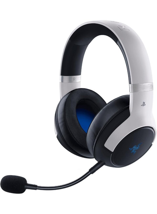 Kaira Pro HyperSpeed Wireless Gaming Headset with Haptics for Playstation 5 / PS5, PS4, PC, Mobile: Titanium 50mm Drivers - Hybrid Mic - Low Latency Bluetooth - 30 Hr Battery - White & Black