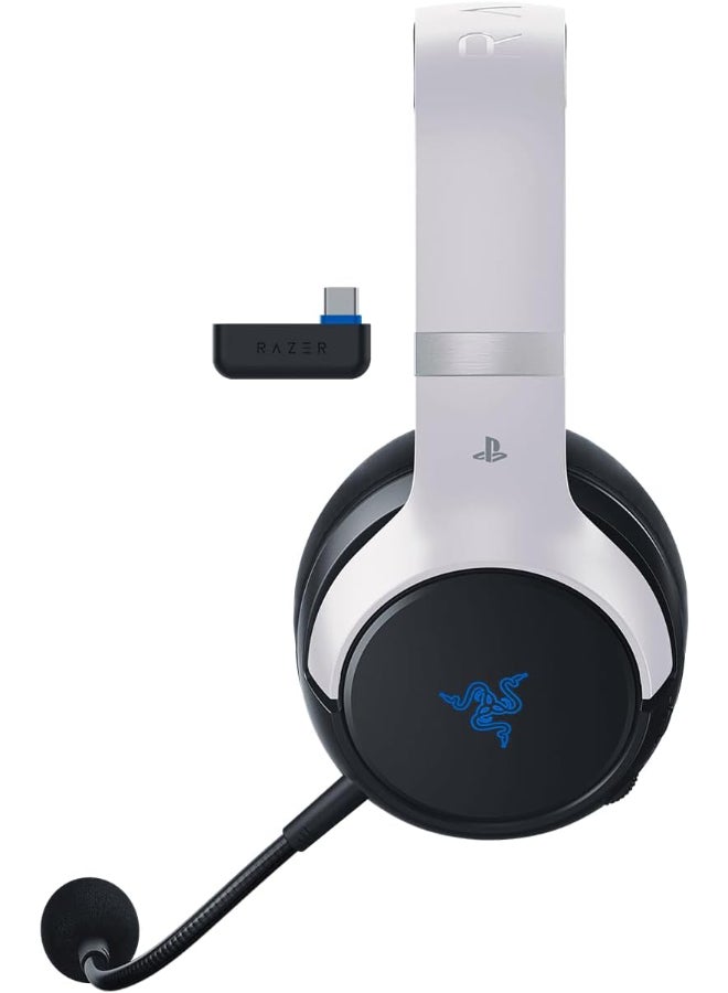 Kaira Pro HyperSpeed Wireless Gaming Headset with Haptics for Playstation 5 / PS5, PS4, PC, Mobile: Titanium 50mm Drivers - Hybrid Mic - Low Latency Bluetooth - 30 Hr Battery - White & Black