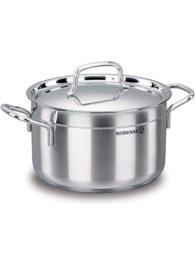 Sturdy And Durable Exclusive Shaped Lightweight Easy To Handle Alfa Casserole With Lid Silver 22x12cm