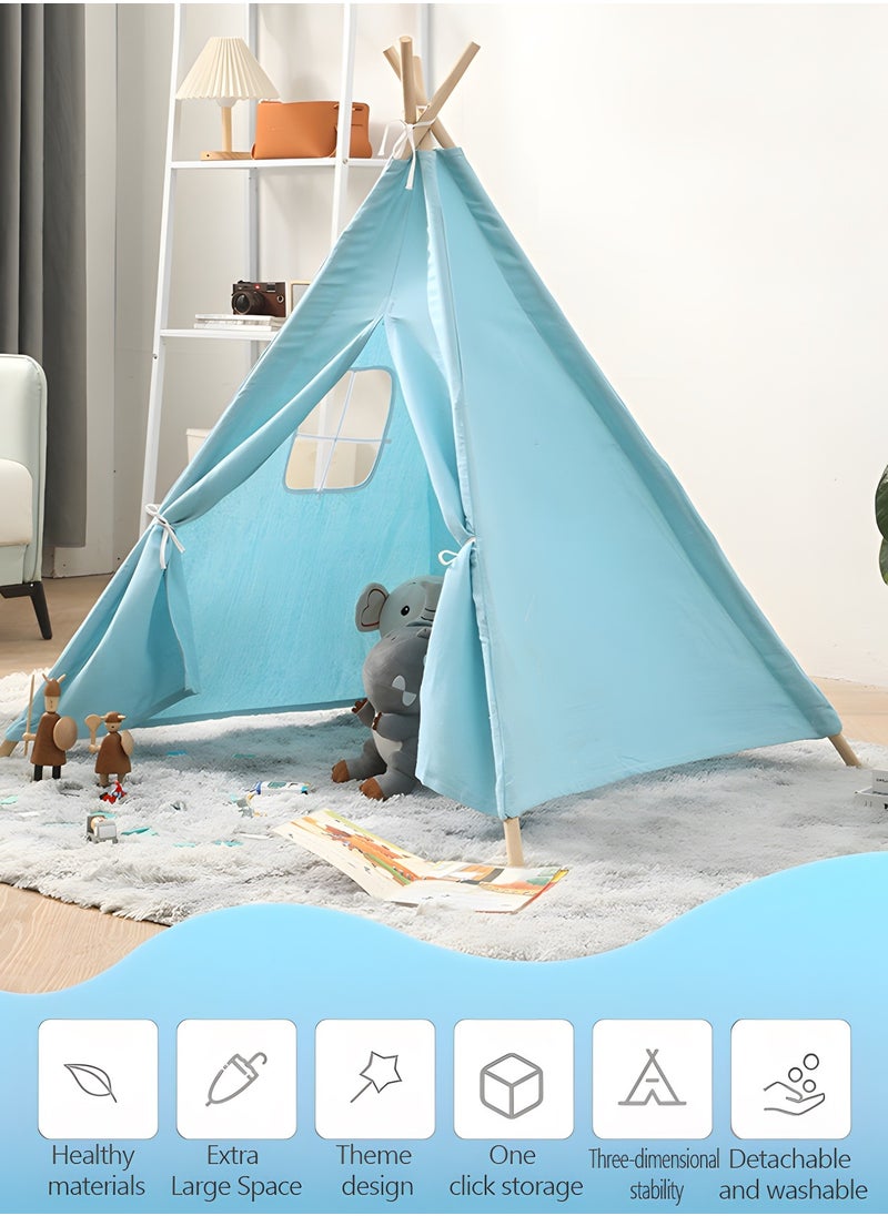 Baby Play Tent, Teepee Tent with 3m Star Led Light for Kids, Indoors & Outdoors Play Tent, Kids Play Tents, Home Decorative Tents Foldable Design, Washable Teepee Tent - Blue