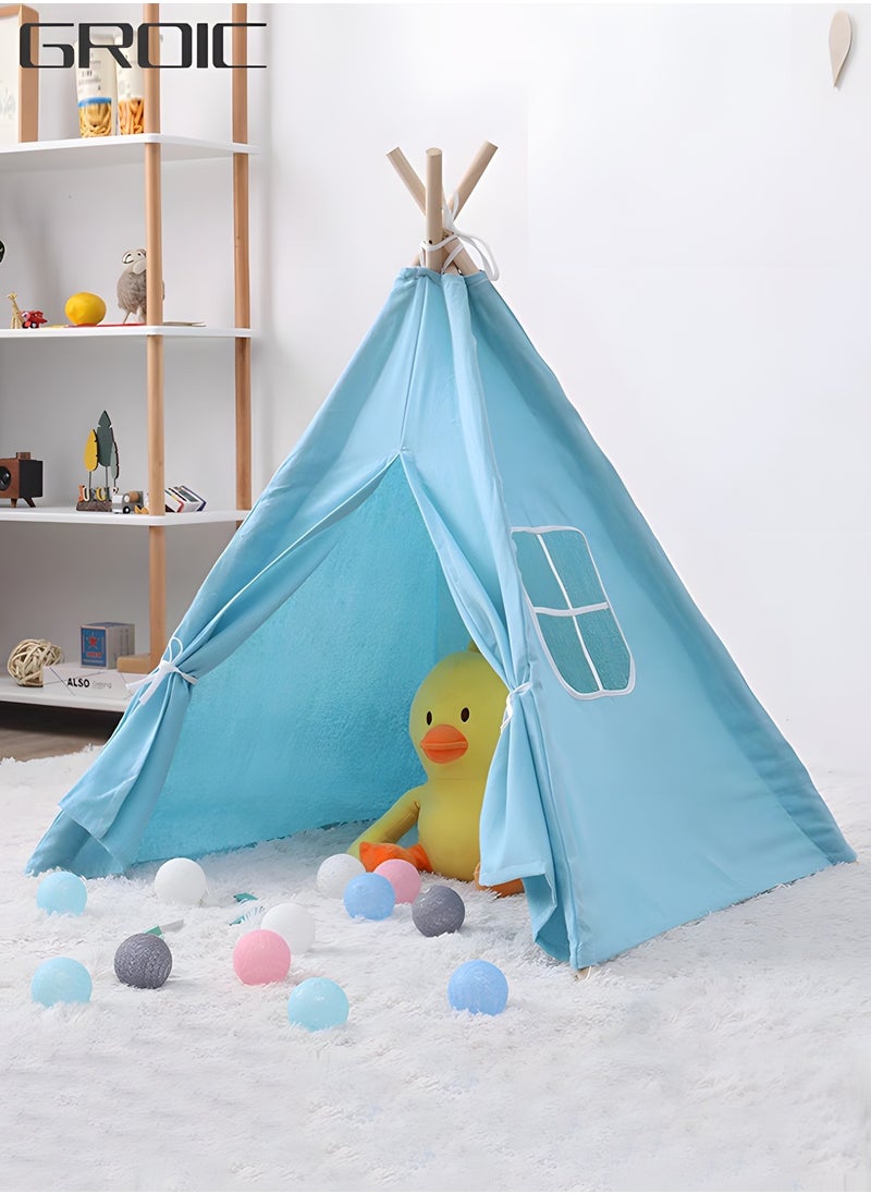 Baby Play Tent, Teepee Tent with 3m Star Led Light for Kids, Indoors & Outdoors Play Tent, Kids Play Tents, Home Decorative Tents Foldable Design, Washable Teepee Tent - Blue