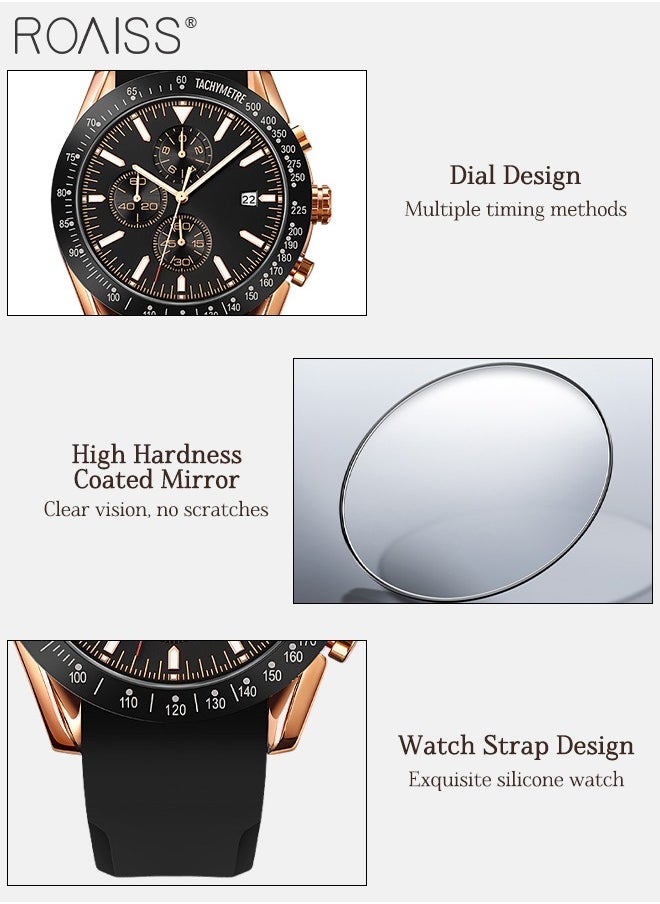 Stylish Silicone Strap Wrist Watch for Men Perfect Quartz Movement Waterproof and Scratch Resistant Analog Chronograph Business Watch