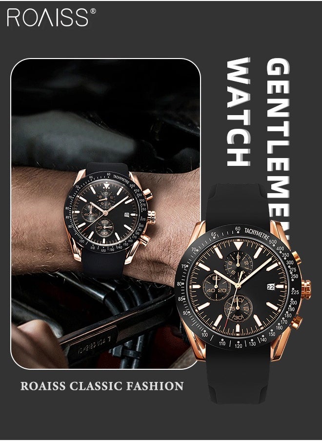 Stylish Silicone Strap Wrist Watch for Men Perfect Quartz Movement Waterproof and Scratch Resistant Analog Chronograph Business Watch