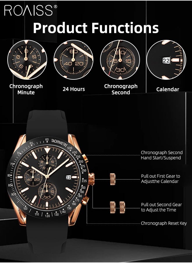 Stylish Silicone Strap Wrist Watch for Men Perfect Quartz Movement Waterproof and Scratch Resistant Analog Chronograph Business Watch