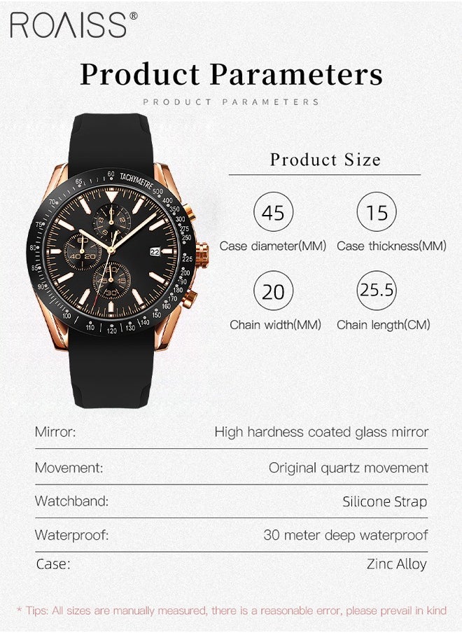 Stylish Silicone Strap Wrist Watch for Men Perfect Quartz Movement Waterproof and Scratch Resistant Analog Chronograph Business Watch