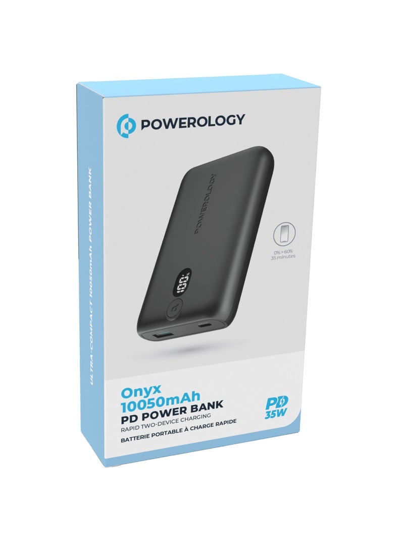 10000mAh Onyx Power Bank 10000 mAh PD 35W / Power Dash 3.0 with Digital Display and Built-In Safeguards / Super Compact Powerbank - Black