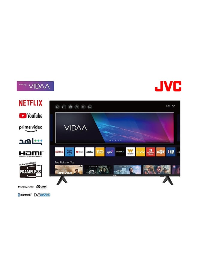 55-Inch Edgeless 4K UHD Smart TV - 2024 New Model With Voice Air Mouse, Bluetooth And Dolby Audio LT-55N775V Black