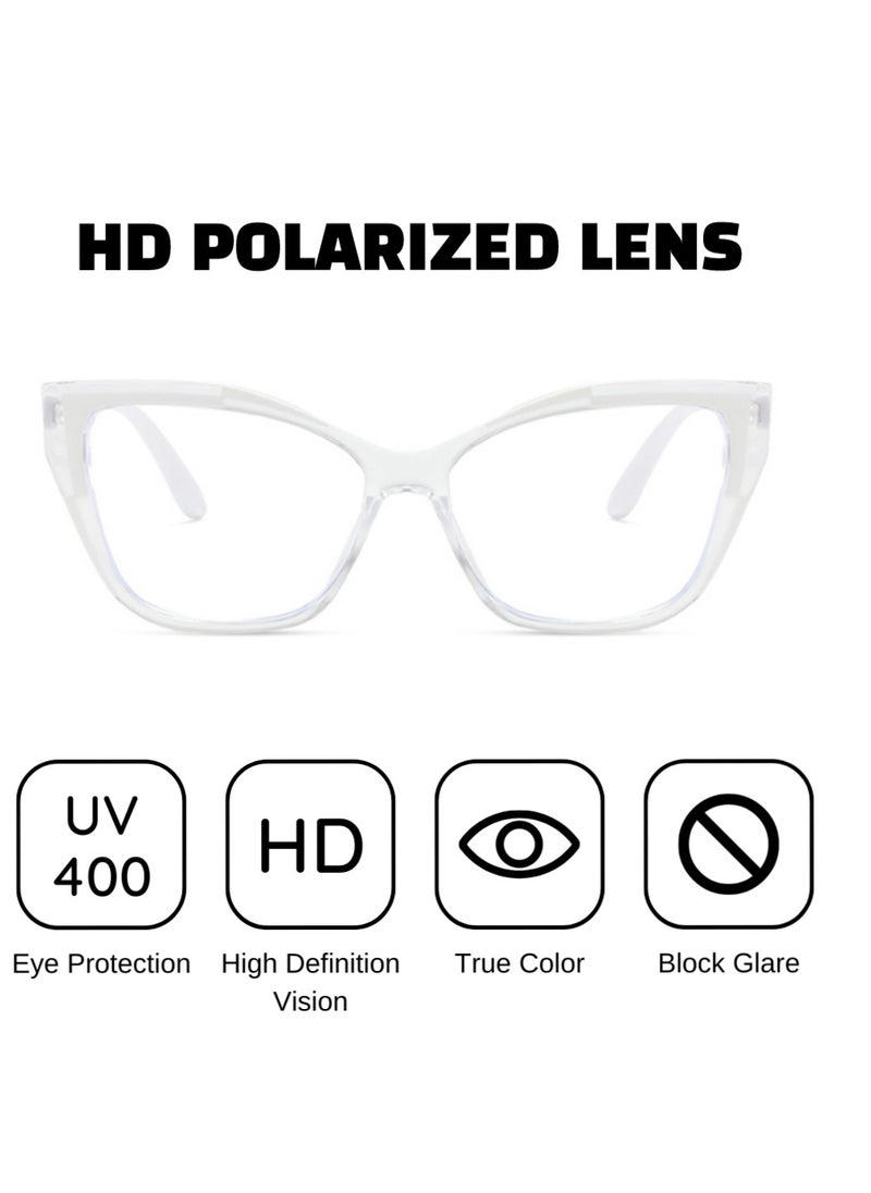 Blue Light Blocking Optical Eyeglasses - Stylish Oversized Frames, Clear Lens, Polarized. Top-rated Bluelight Protection for Reading, Work, & Screen Time. Vintage-Inspired, Lightweight Design.