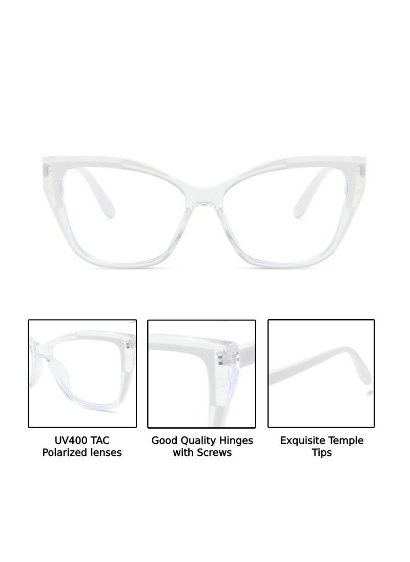 Blue Light Blocking Optical Eyeglasses - Stylish Oversized Frames, Clear Lens, Polarized. Top-rated Bluelight Protection for Reading, Work, & Screen Time. Vintage-Inspired, Lightweight Design.