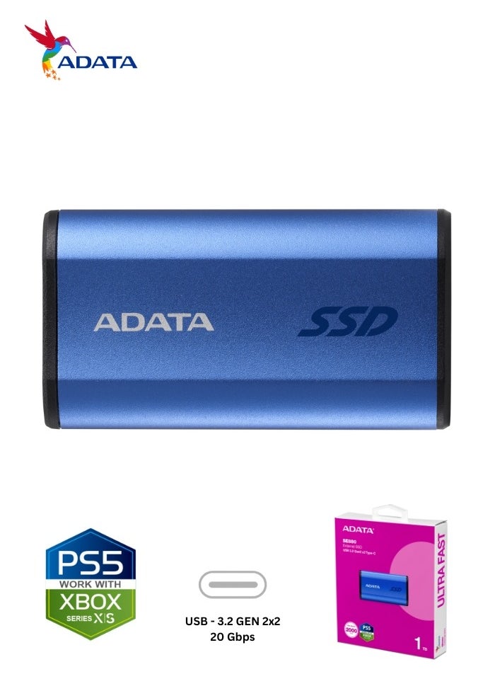 SE880 1TB External SSD | Portable Ultra Fast Solid State Drive Compatible with PS5 XBOX | Blue