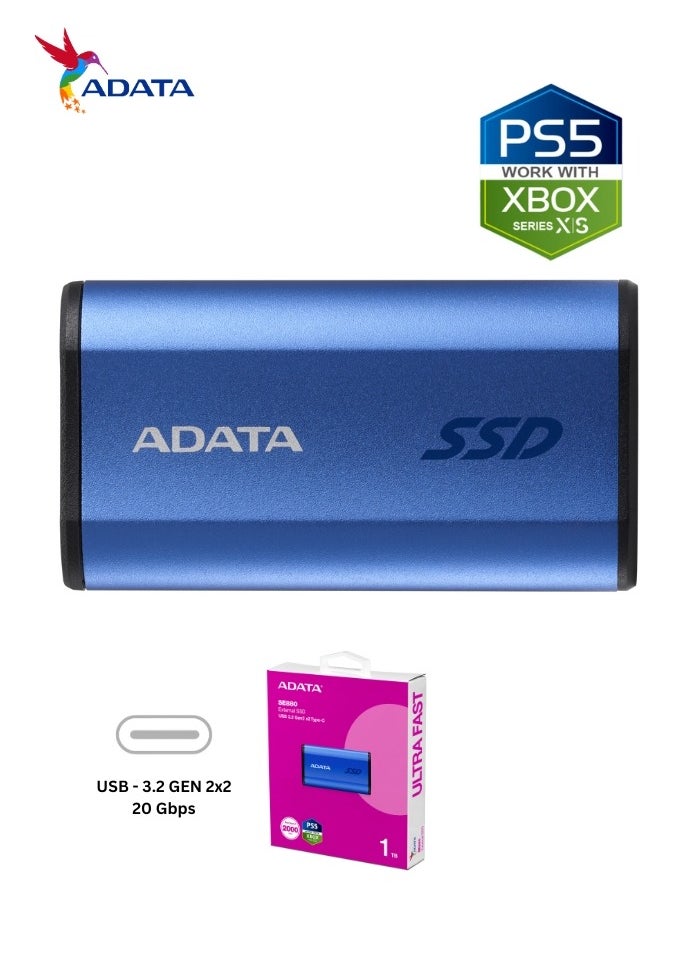 SE880 1TB External SSD | Portable Ultra Fast Solid State Drive Compatible with PS5 XBOX | Blue