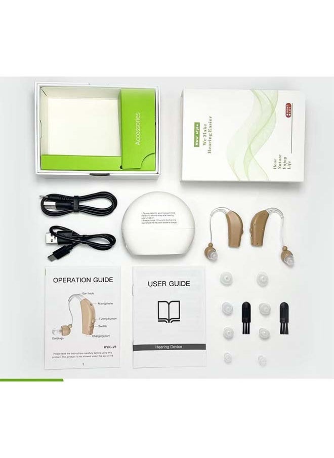Hearing Aids, Hearing Aids for Seniors with Noise Cancelling and Volume Control, Rechargeable Hearing Aids for Hearing Loss with Charging Case