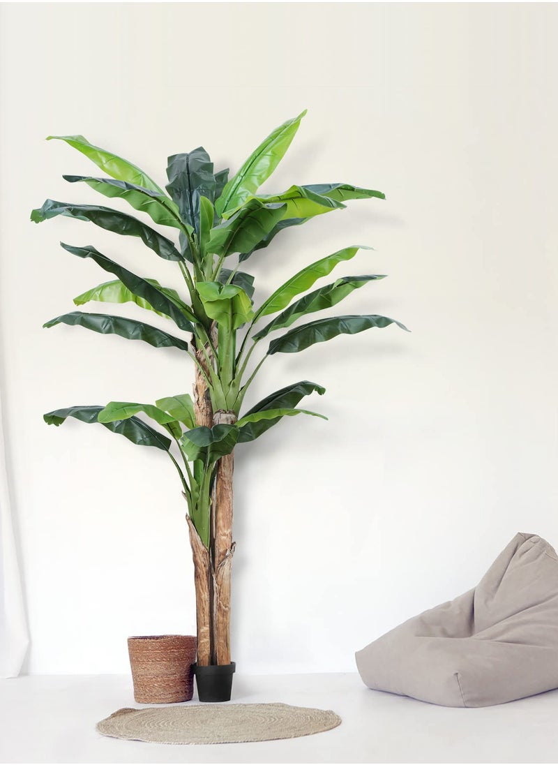 Artificial Tree 180CM Banana Plant for Outdoor,18 Leaves 70.8in Fake Banana Tree for Home Decor,Green,Natural