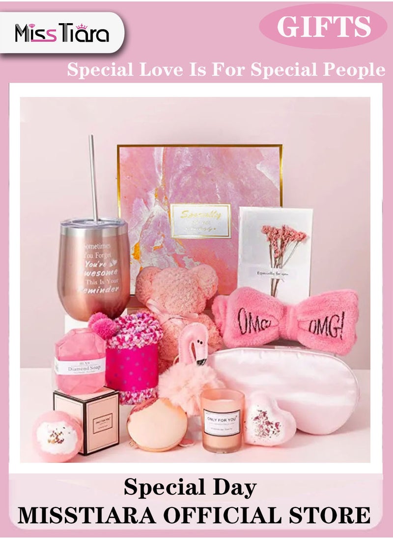 Gift Basket for Women - Birthday Gift Box, Get Well Soon Gift Set Contains 13 Inspirational Gifts, Relaxing Spa Treatment Package for Women, Bestie Friendship, Female Friend Gift