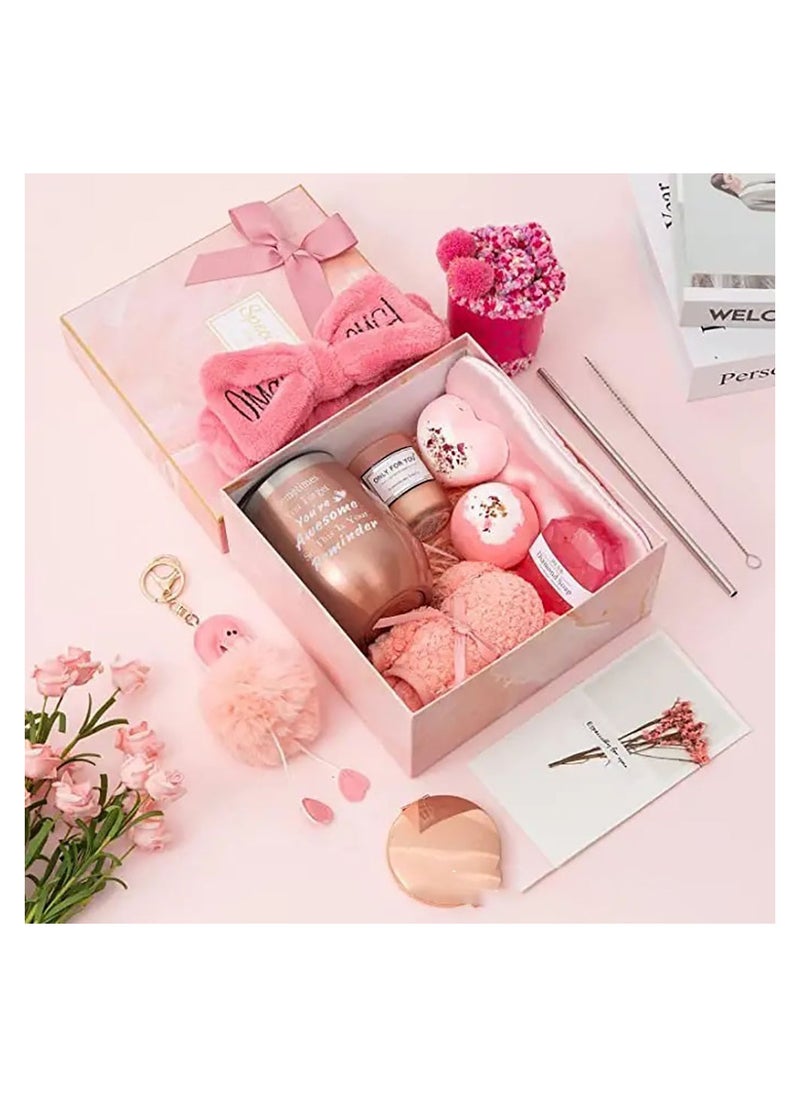 Gift Basket for Women - Birthday Gift Box, Get Well Soon Gift Set Contains 13 Inspirational Gifts, Relaxing Spa Treatment Package for Women, Bestie Friendship, Female Friend Gift