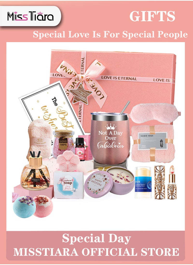 Gifts Basket for Women - Birthday Gift Box Set Contains 16 Items Inspirational Gift,Relaxing Spa Care Package for Women Friendship,Friend Gifts for Women