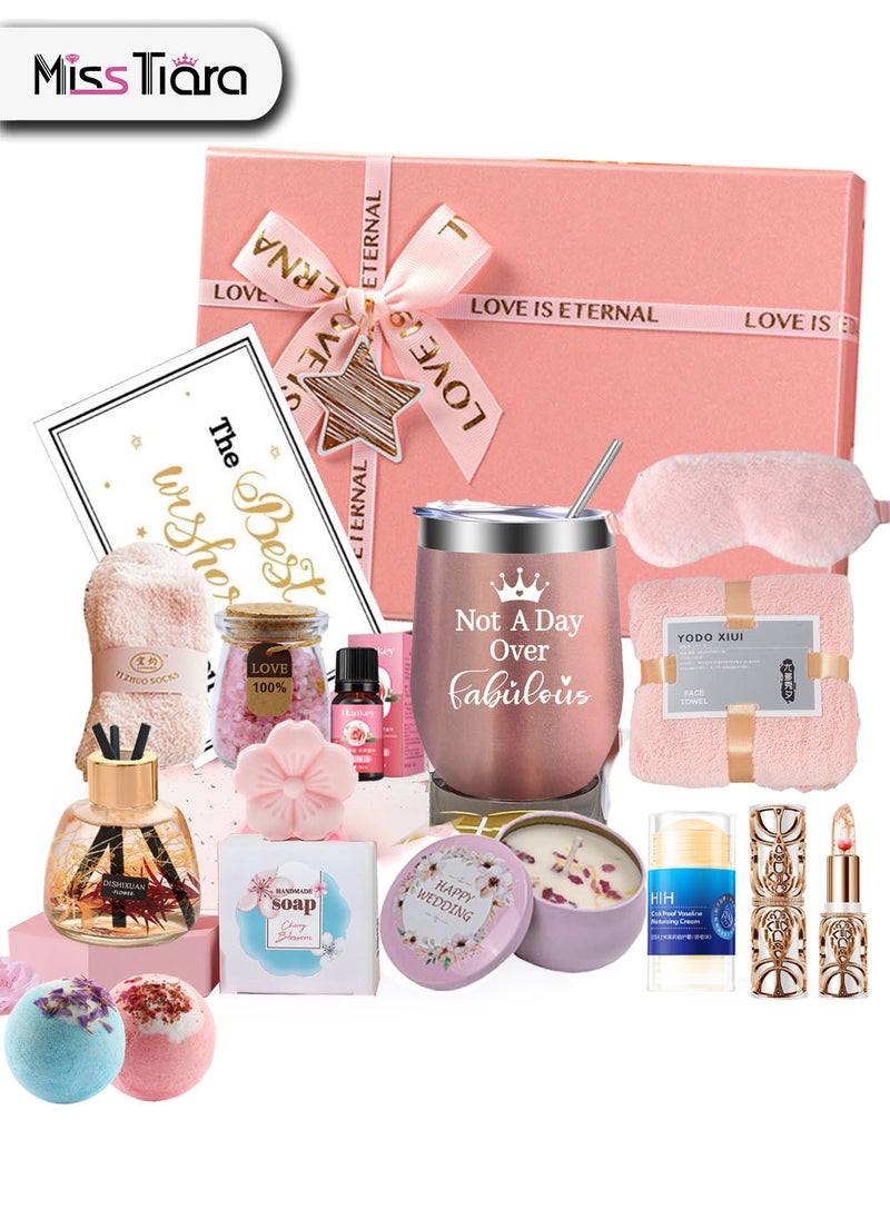 Gifts Basket for Women - Birthday Gift Box Set Contains 16 Items Inspirational Gift,Relaxing Spa Care Package for Women Friendship,Friend Gifts for Women