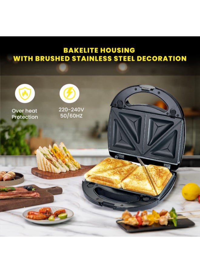 Multi-Snack Maker 3-in-1 - Non-Stick Detachable Cooking Plate | Cooks Delicious Crispy Sandwiches/Waffles/Grills | Cool Touch Handle | Automatic Temperature Control 760 W SSM-861 Black/Silver