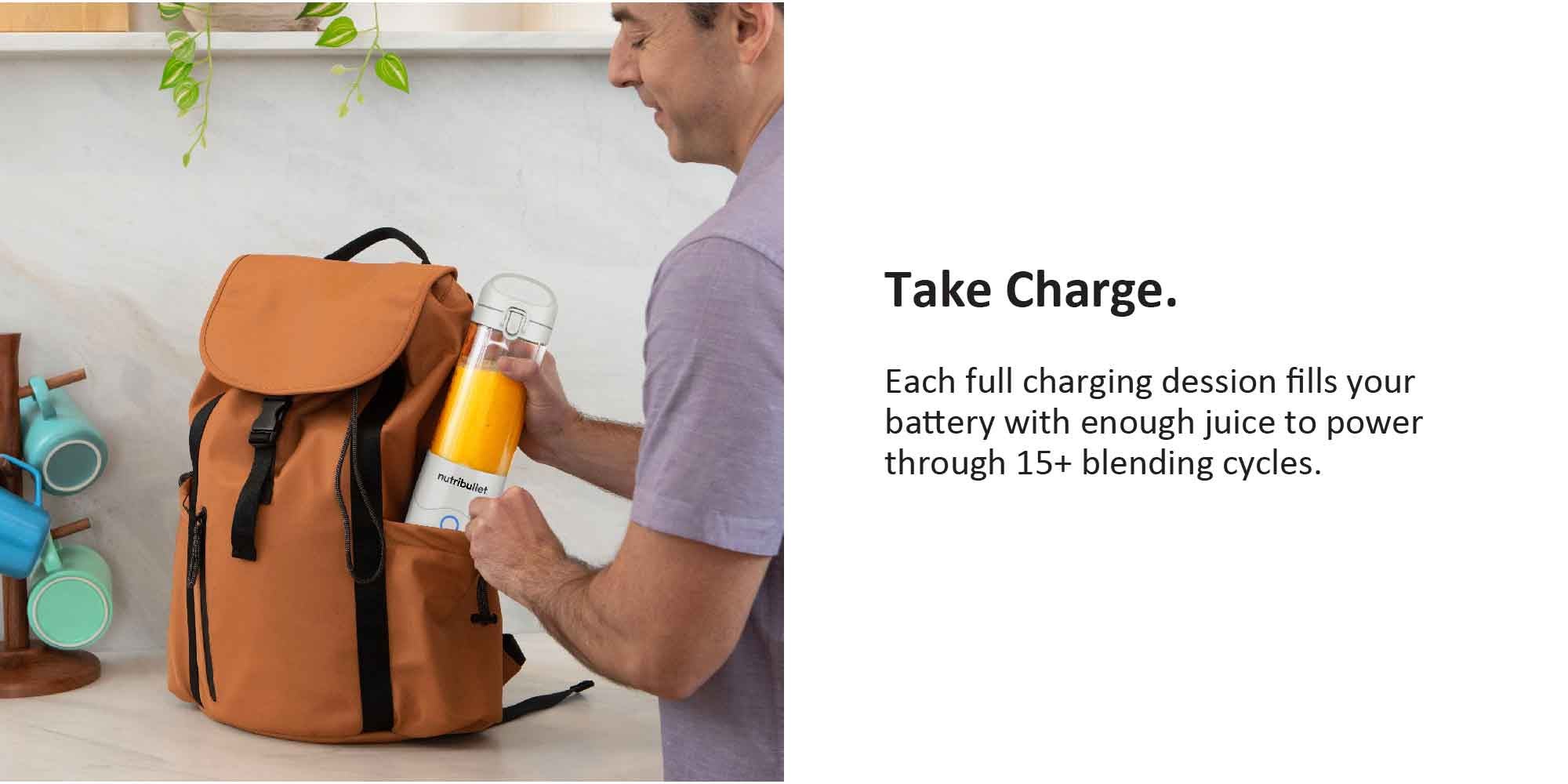 Portable Blender for Protein Shake, Smoothie, Frozen Fruit & Ice, Tritan Plastic, BPA-Free with Handled Sip Lid, USB-C Rechargeable 2200mAh Battery, Dishwasher Safe Parts, 475 ml 100 W BD-BX631A-23 Off White