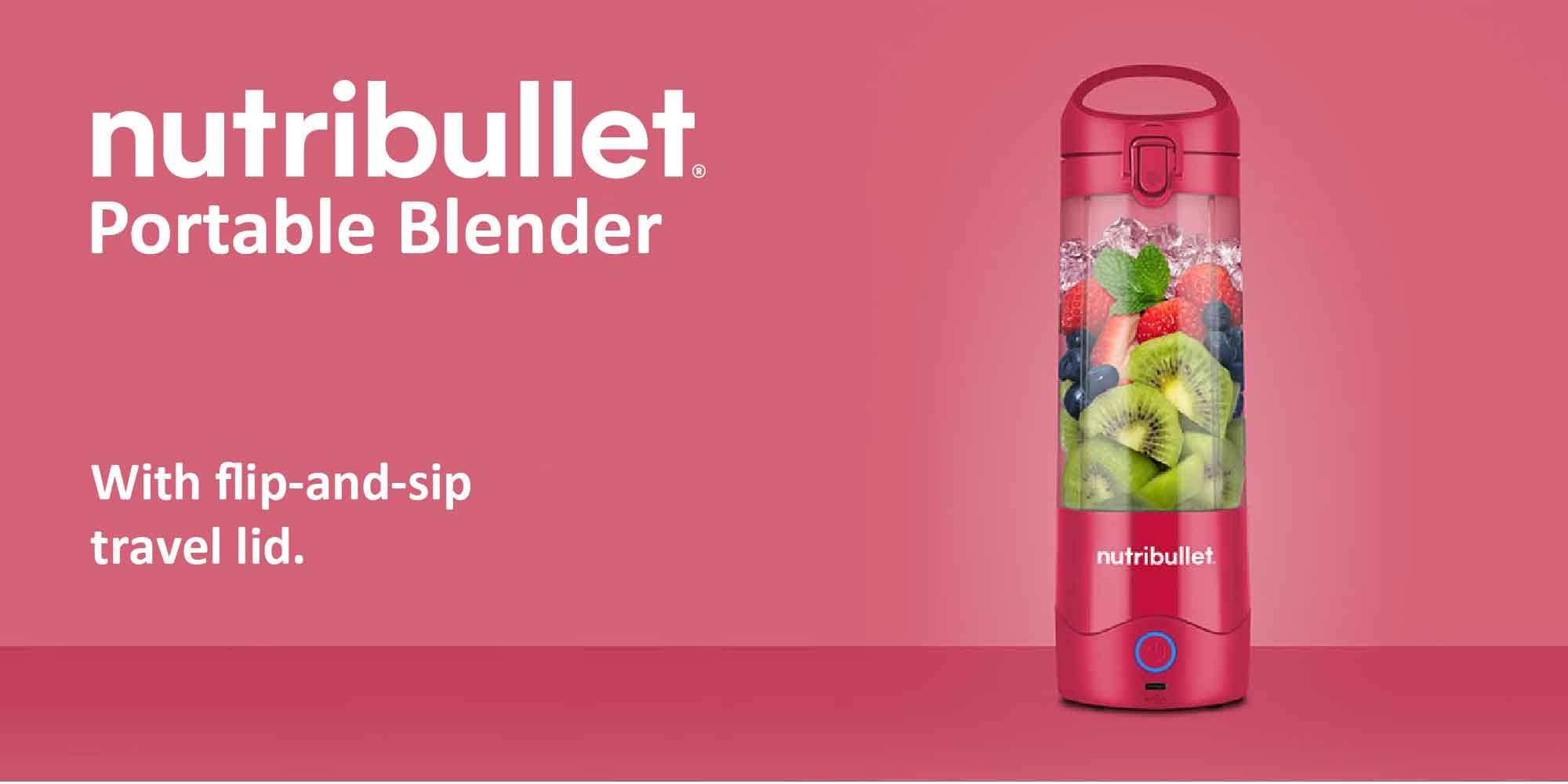 Portable Blender for Protein Shake, Smoothie, Frozen Fruit & Ice, Tritan Plastic, BPA-Free with Handled Sip Lid, USB-C Rechargeable 2200mAh Battery, Dishwasher Safe Parts, 475 ml 100 W BD-BX629A-23 Magenta