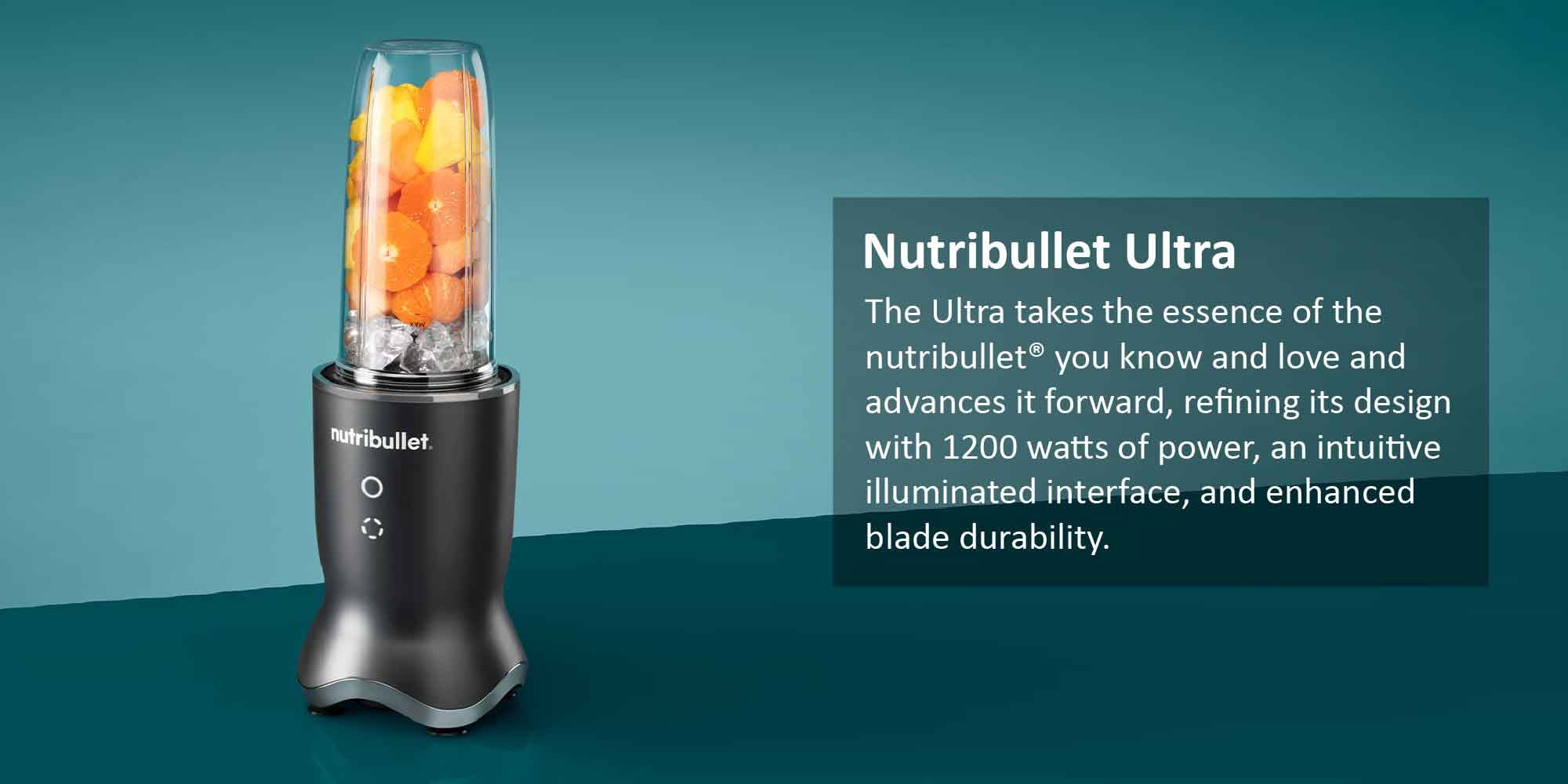 Ultra Personal Blender With Glow Illuminated Interface, Quietest Single-Serve Blender, Tritan™ Renew Cups, Stainless Steel Rapid Extractor Blade, 1 Year Warranty 900 ml 1200 W NB-500 Black