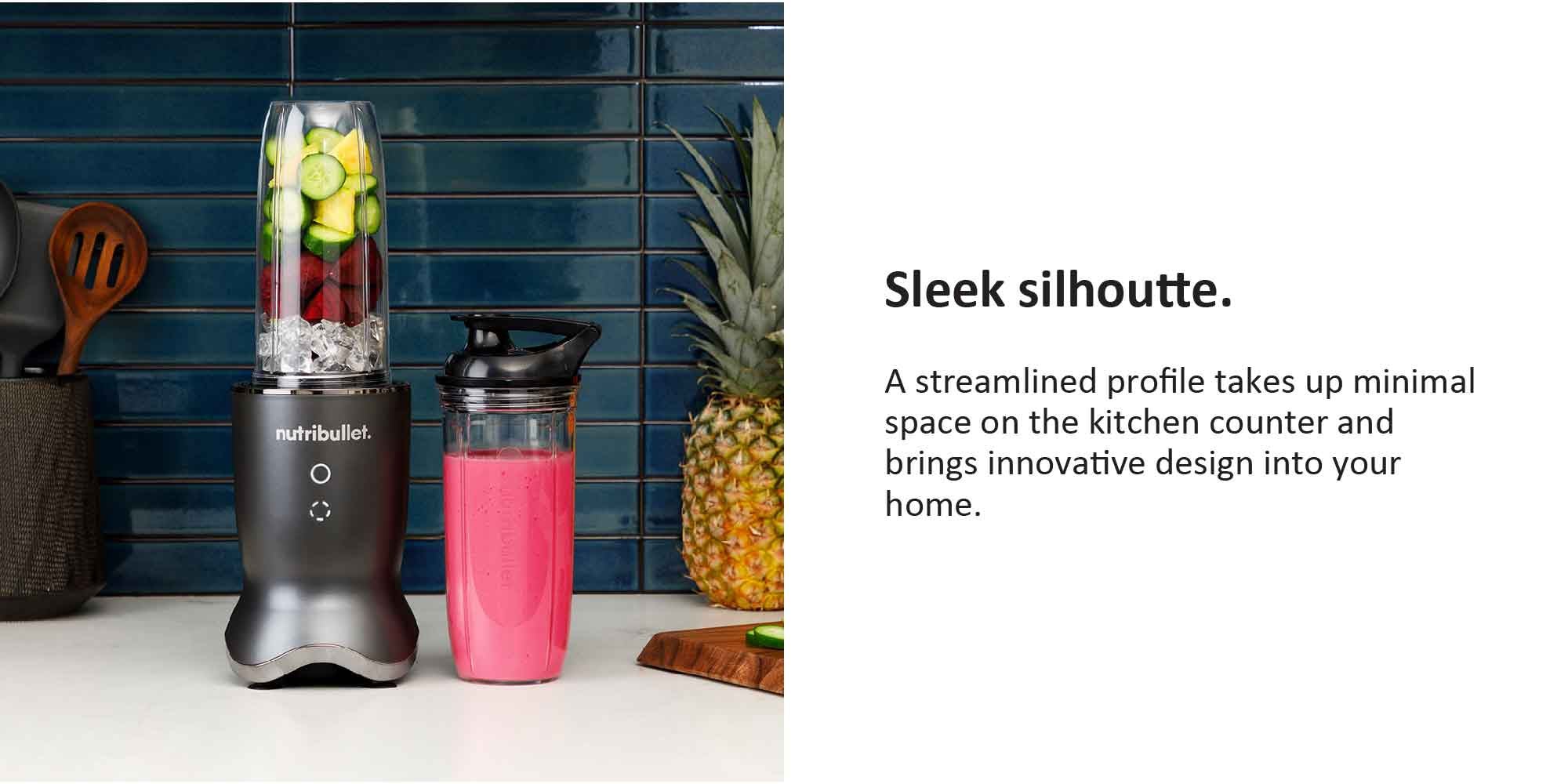 Ultra Personal Blender With Glow Illuminated Interface, Quietest Single-Serve Blender, Tritan™ Renew Cups, Stainless Steel Rapid Extractor Blade, 1 Year Warranty 900 ml 1200 W NB-500 Black