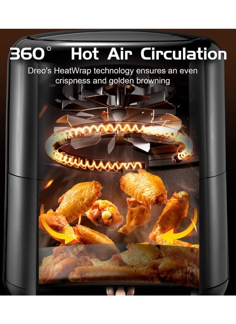 Digital Air Fryer 4.5L Capacity Non-Stick Coating Use No Oil Air Fry  Roast Bake Reheat Fried Basket Knob Control Temperature  Automatic Power Off 1400W Power ZA004 - Black