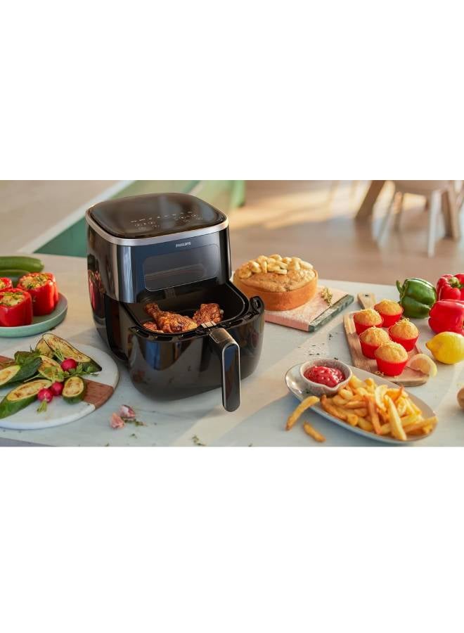 Airfryer XL - 50Hz, 1KGs, See-through Window, Rapid Air Technology, Connected with HomeID APP, 5.6 L 1700 W HD9257/80 Black