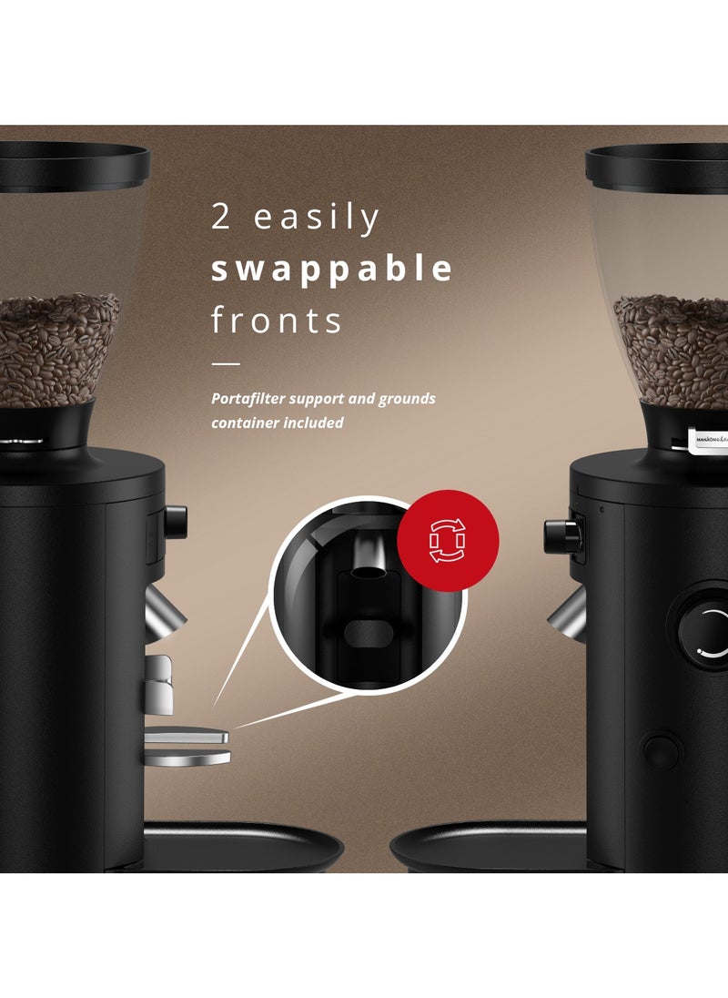 X54 Allrounder Home Electric Coffee Grinder, Easily Swappable Fronts for Espresso to Cold Brew, 54mm Flat Steel Burr With 1-2.8g of Coffee Grinding Capacity/sec, Multifunctional LED Display, App Connectivity through Wifi, 220-240 V, 50/60 Hz, 250g Bean Hopper - Black