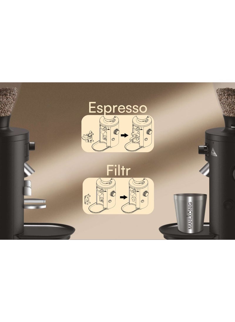 X54 Allrounder Home Electric Coffee Grinder, Easily Swappable Fronts for Espresso to Cold Brew, 54mm Flat Steel Burr With 1-2.8g of Coffee Grinding Capacity/sec, Multifunctional LED Display, App Connectivity through Wifi, 220-240 V, 50/60 Hz, 250g Bean Hopper - Black