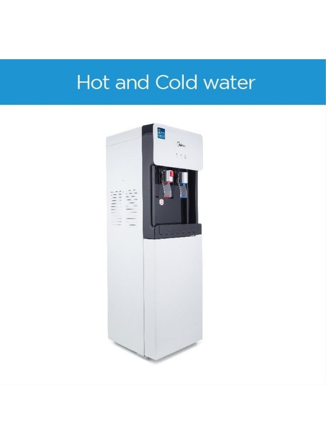 Top Loading Water Dispenser, 3-taps Equipped with Hot Cold And Ambient Temperature, Floor Standing, Child Safety Lock, Ice Cold Technology, Best for Home, Kitchen & Office YL1675S-W White