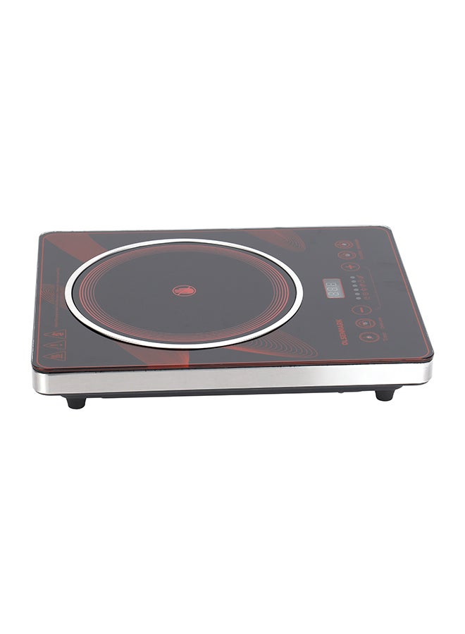 Digital Control Electric Infrared Cooker, Single Cooking Hob, Burner With Adjustable Temperature, Energy Saving/ Touch Control, 20 Settings, Stainless Steel Body and Tempered Glass Panel, 2 Years Warranty 2200 W OMIC2092M Black/Red