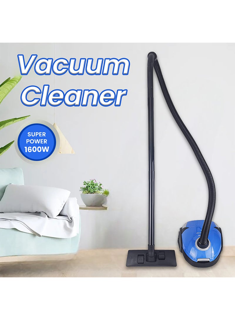 1.5L Canister Vacuum Cleaner | 2PC Plastic Insert Tube with Automatic Rewinding Wire | Lower Noise Design with Washable Cloth Dust Bag | Powerful Performance 1.5 L 1600 W SVC-9024 Black/Blue