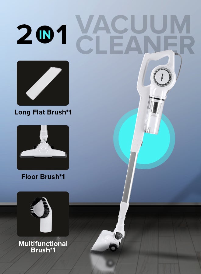 Stick And Handheld Vacuum Cleaner, HEPA Filter, 0.9L Dust Bag Capacity, 600W Powerful Motor, Transparent Dust Cup for Easy Check, Lightweight Body And Low Noise 0.9 L 600 W GVC2596N White