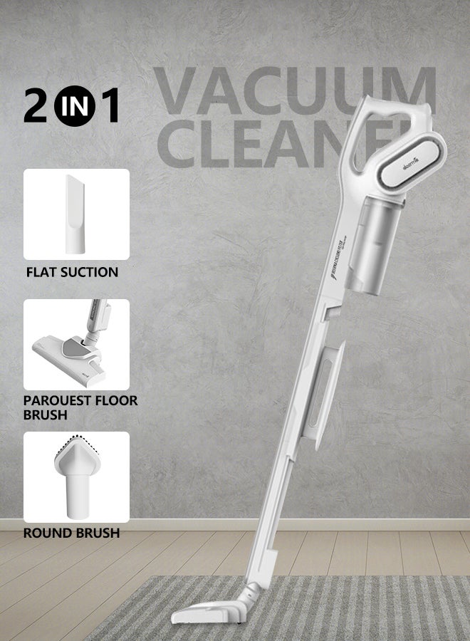 Portable 2-In-1 Handheld and Upright Vacuum Cleaner, HEPA Filter with Lightweight body and Low Noise Low Noise Triple Filter Vertical Dust Collector 600 W DX700 White