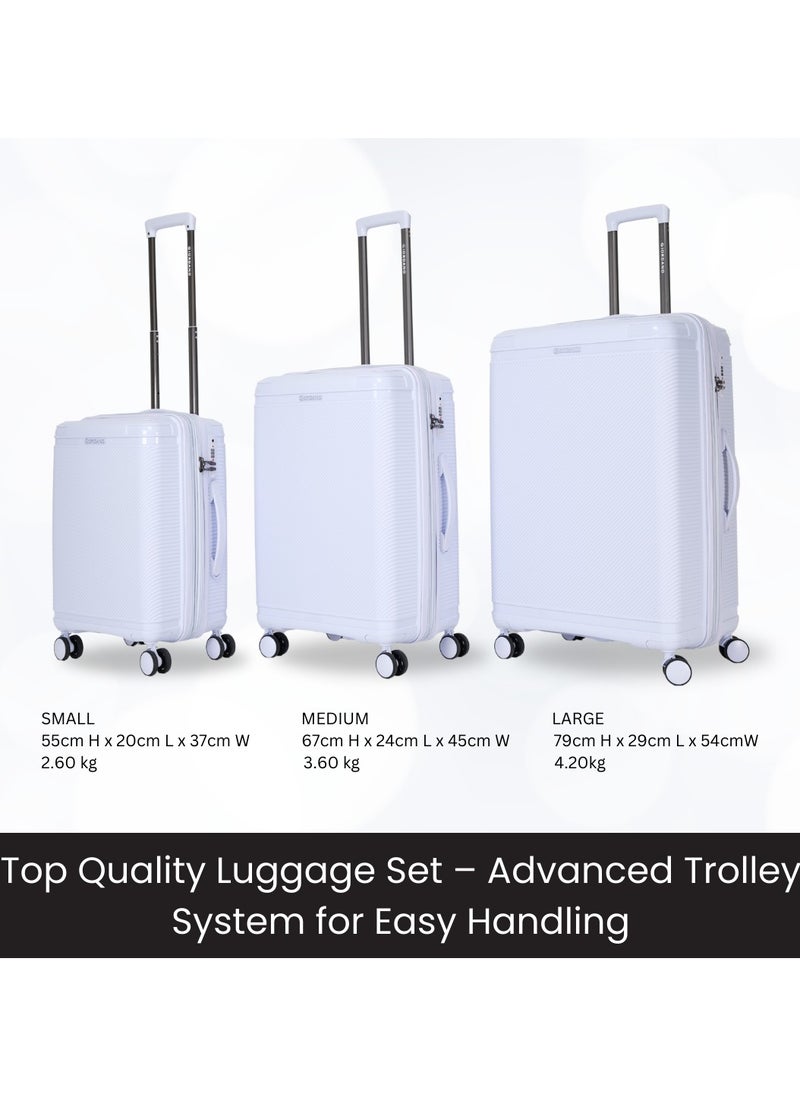 Giordano League Luggage Set PP Hardshell Travel Business Suitcase, Durable Hardside Unbreakable Lightweight Expandable Anti-theft Zip 4 Double Wheel TSA Lock 3pcs Trolley (20+24+28 Inch).Light Purple