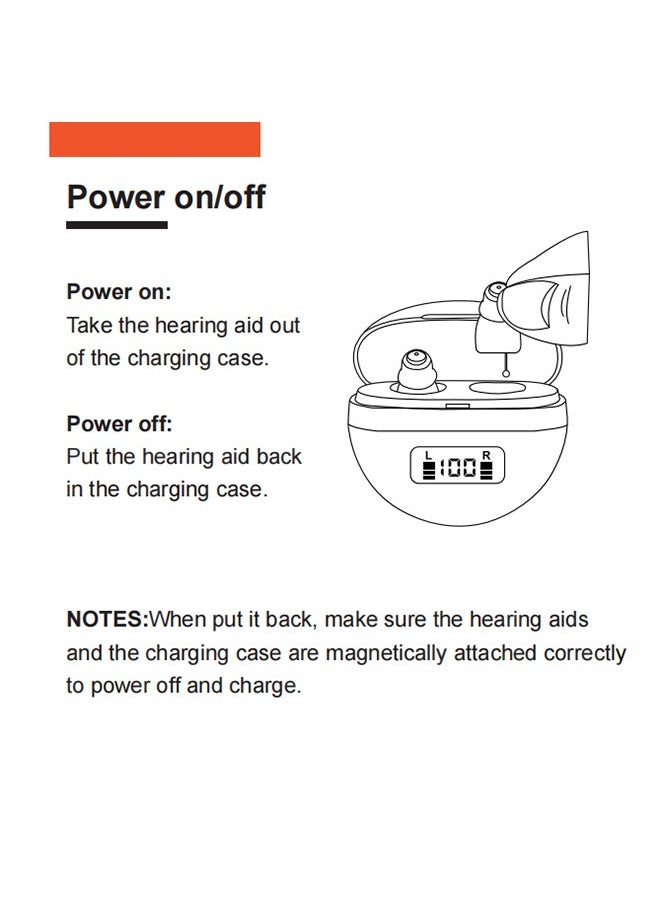 Hearing Aids, Invisible Magnetic Assistive Listening Devices, Contact Charging Box with LED Power Display (Black)
