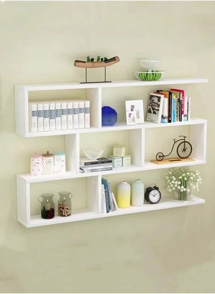 3-Tiers Desktop Bookcase Wall-Mounted Display Shelf Storage Rack White 80x20x66.4 Centimeter