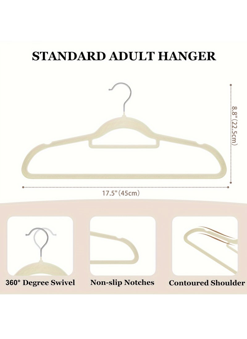 50-Piece Non-Slip Velvet Cloth Hanger Set, 50pcs Velvet Hangers, 42 Cm Clothes Hangers Non-Slip, Space Saving Felt Hangers For Pants, Coat, Suits, Shirt, Scarf