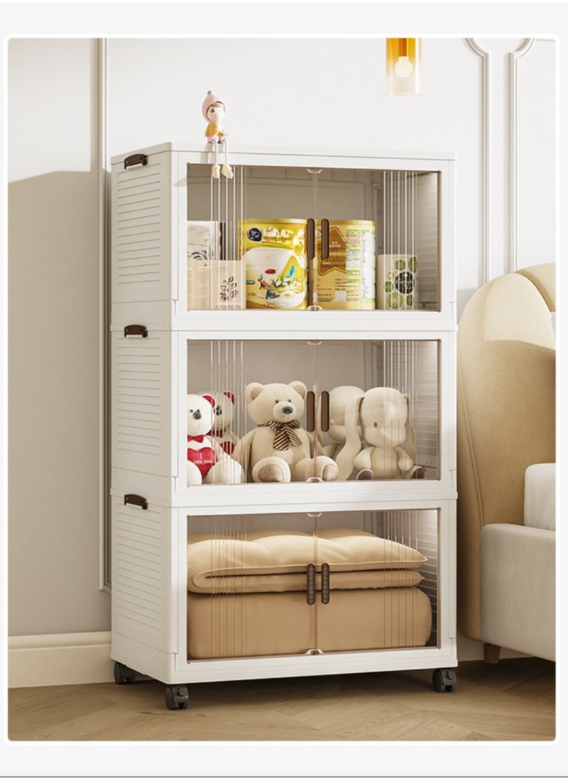 Multi-layer Foldable Plastic Storage Drawer, Drawer Unit, Box, Plastic Organizing Cupboard,3 boxs