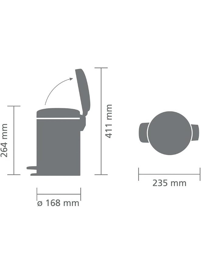 Pedal Bin Newicon With Plastic Inner Bucket Brilliant Steel 3Liters