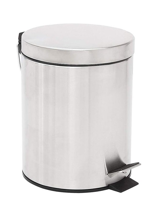 Round Cylindrical Trash Can With Soft-Close Foot Pedal, 20 Liter/5.3 Gallon, Brushed Stainless Steel