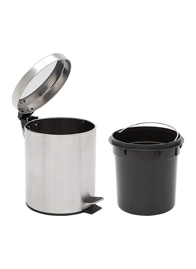 Round Cylindrical Trash Can With Soft-Close Foot Pedal, 20 Liter/5.3 Gallon, Brushed Stainless Steel