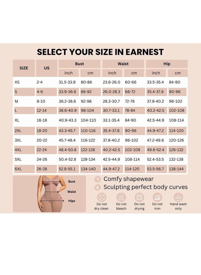 Extreme Tummy Control Shapewear Bodysuit for Women - Full Body Slimmer with Butt Lifter, Thigh & Tummy Compression, Underbust Support, Seamless Sculpting for Silhouette Smoothing (Beige)