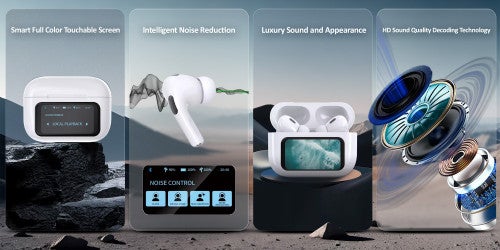 (for Samsung Galaxy Z Flip 6) Pods Pro 2 Wireless Bluetooth Headphones With Digital Led Display Touch Screen Noise Cancelling With High Sound Quality White