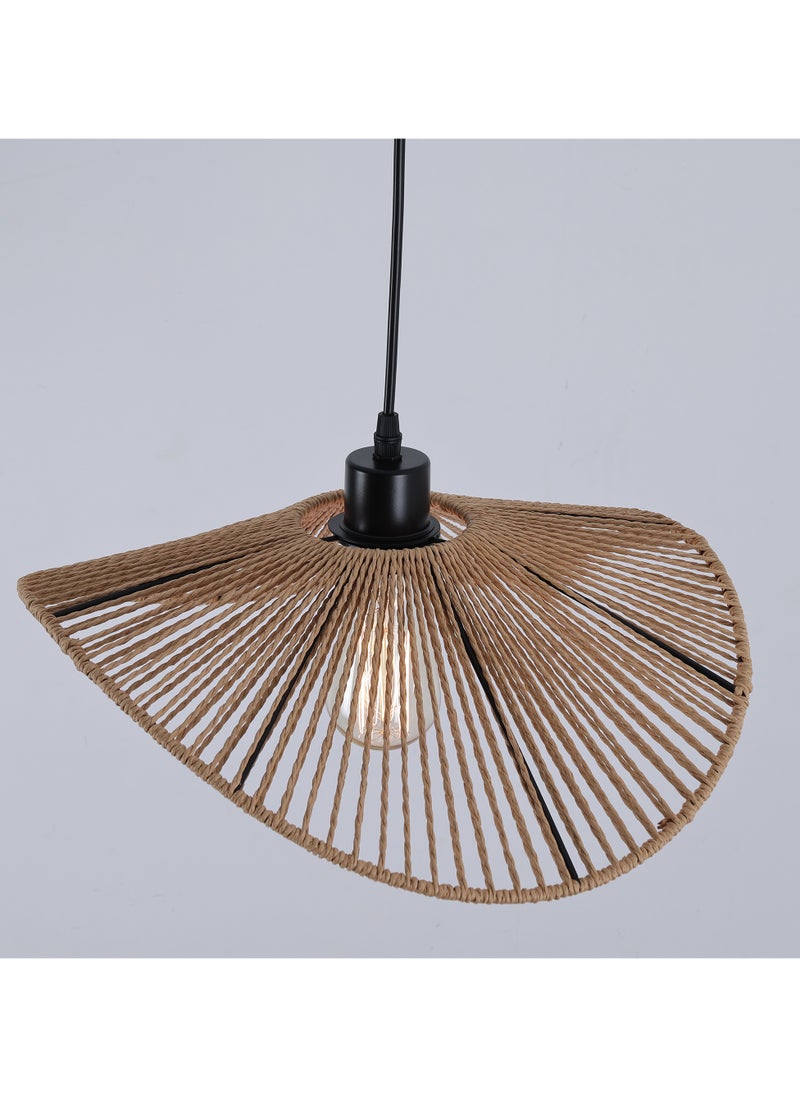 Rattan Pendant Light Fixture Modern Hanging Light Bamboo Handwoven 1-Light Hanging Lamp for Farmhouse Bedroom Living Room Dining Room 41cm