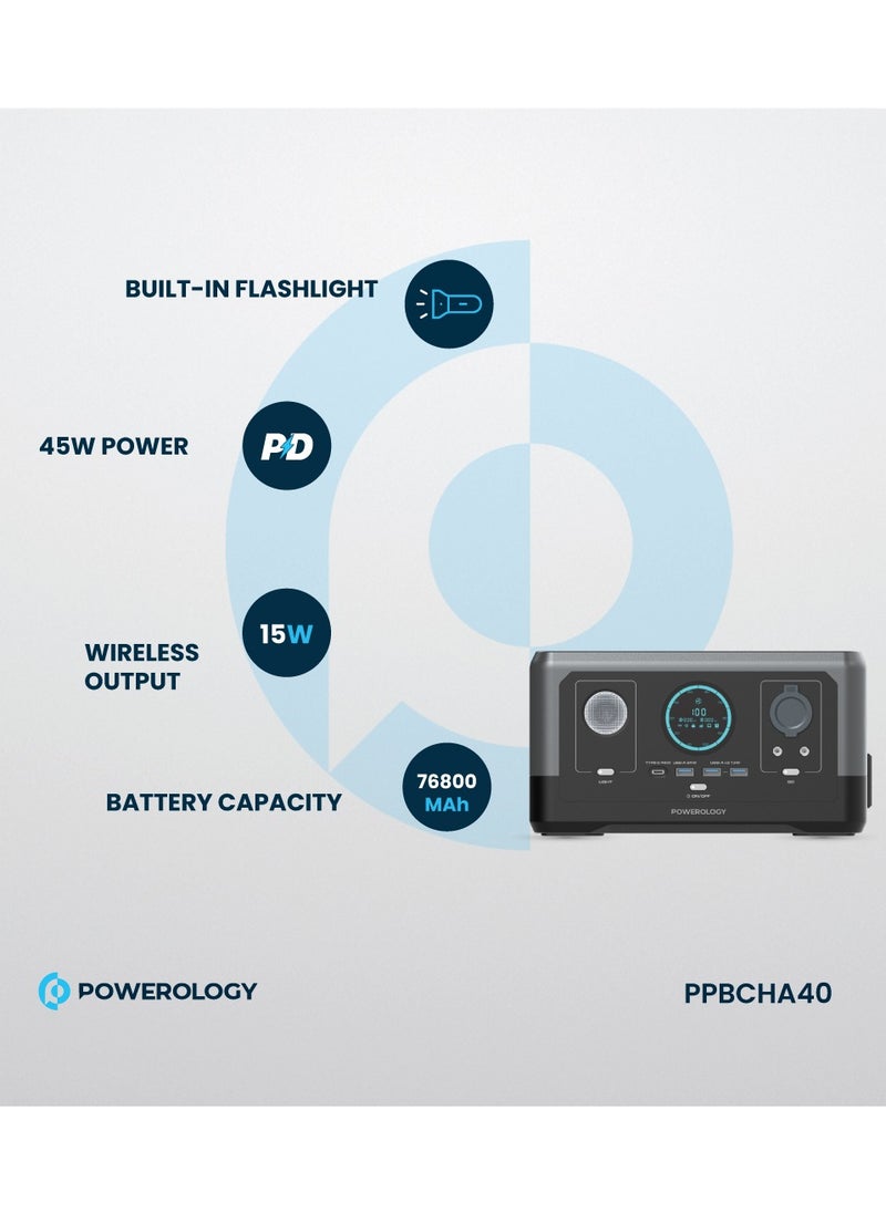 Portable Power Generator Fast Charging 76800mAh 300W - Black
